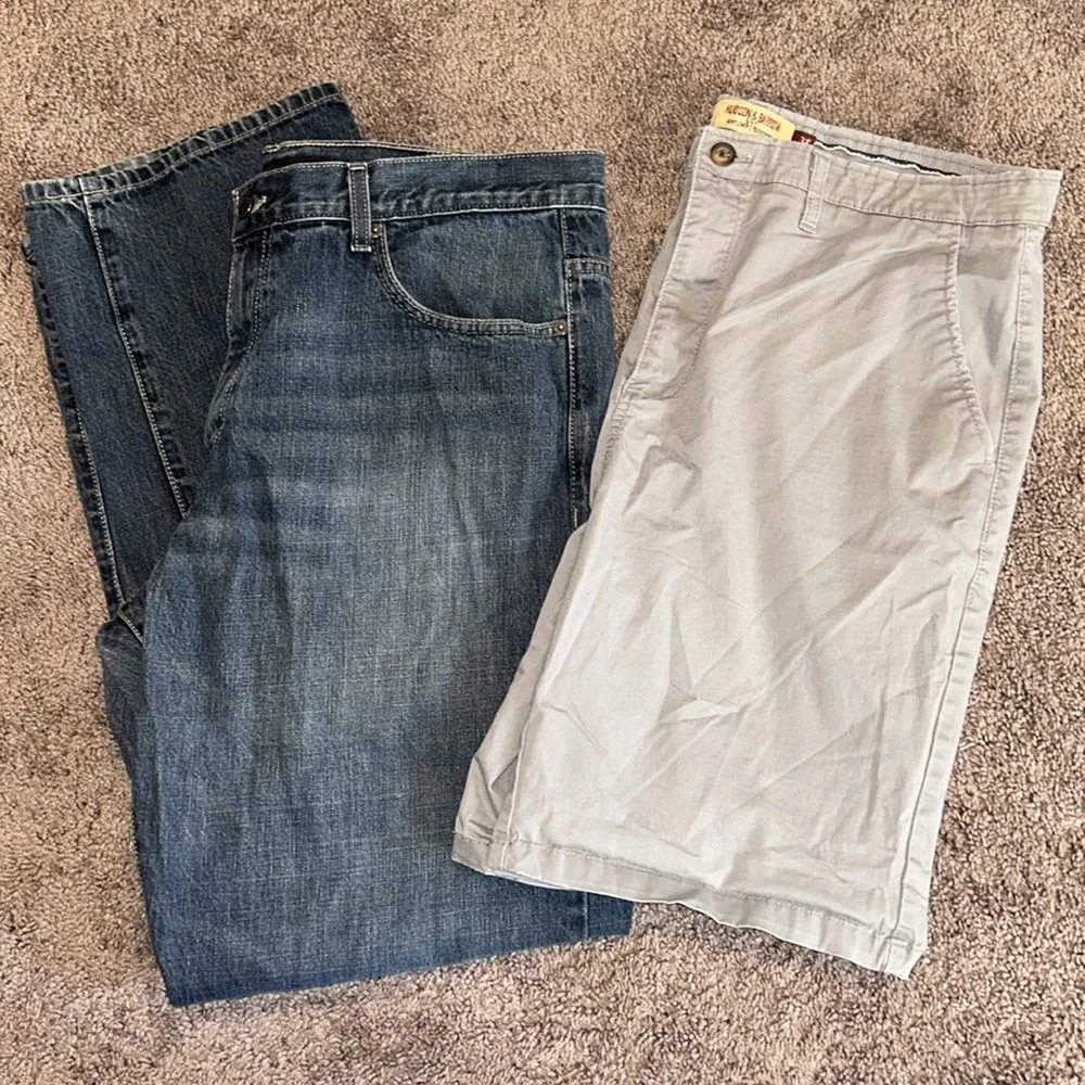 Men’s size 38 Gray chino shorts & Calvin Klein 38 x32 relaxed straight leg jeans